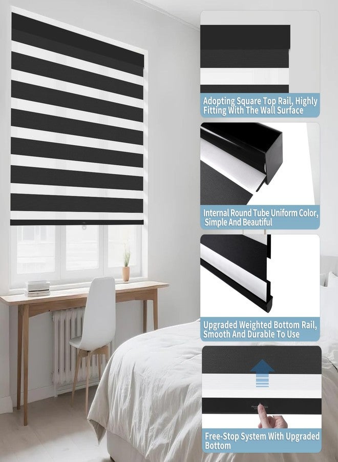sunmaintain Cordless Zebra Blinds for Windows (30" W X 72" H, Black) Free-Stop Zebra Roller Shades Dual Layer Light Filtering Privacy for Day and Night, Light Control for Home, Bedroom, Office - Image 4